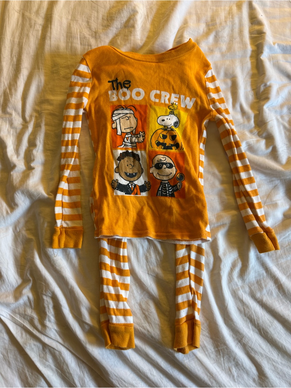 Peanuts Orange and White Striped Kids Long-Sleeve Top